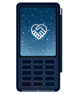 Terminal screen with Giving logo