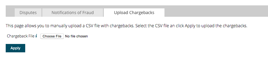 Screenshot of the Chargeback Uploader interface