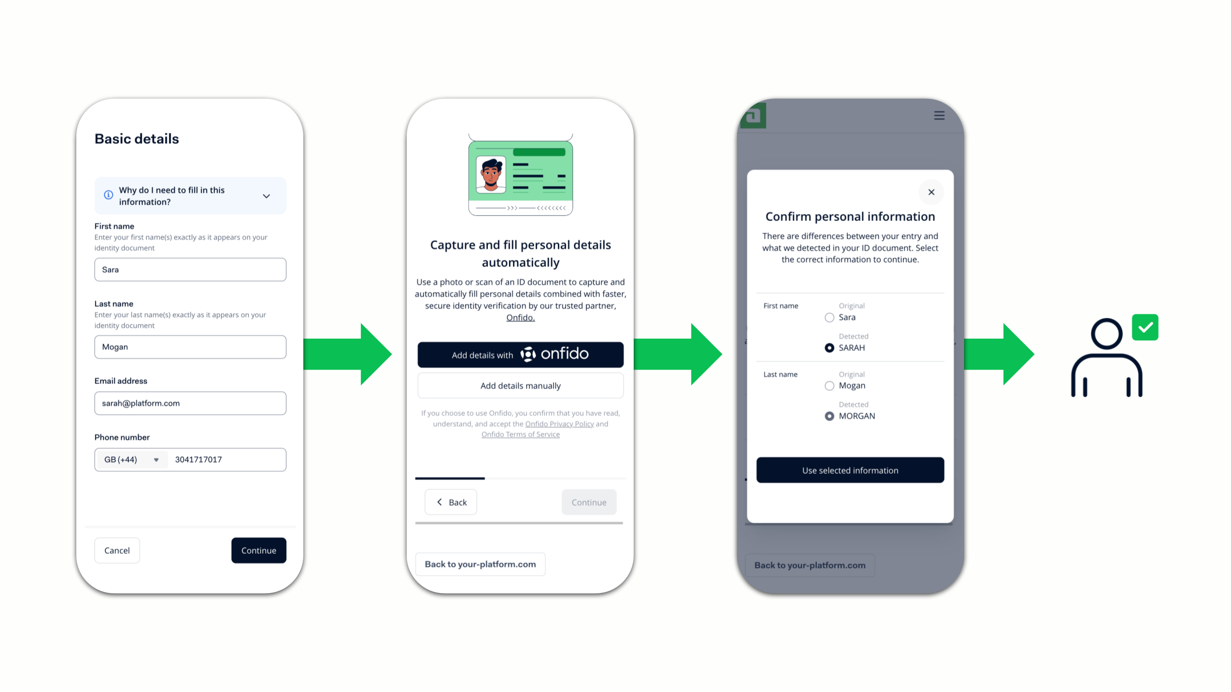 ID document scan and upload screen in hosted onboarding