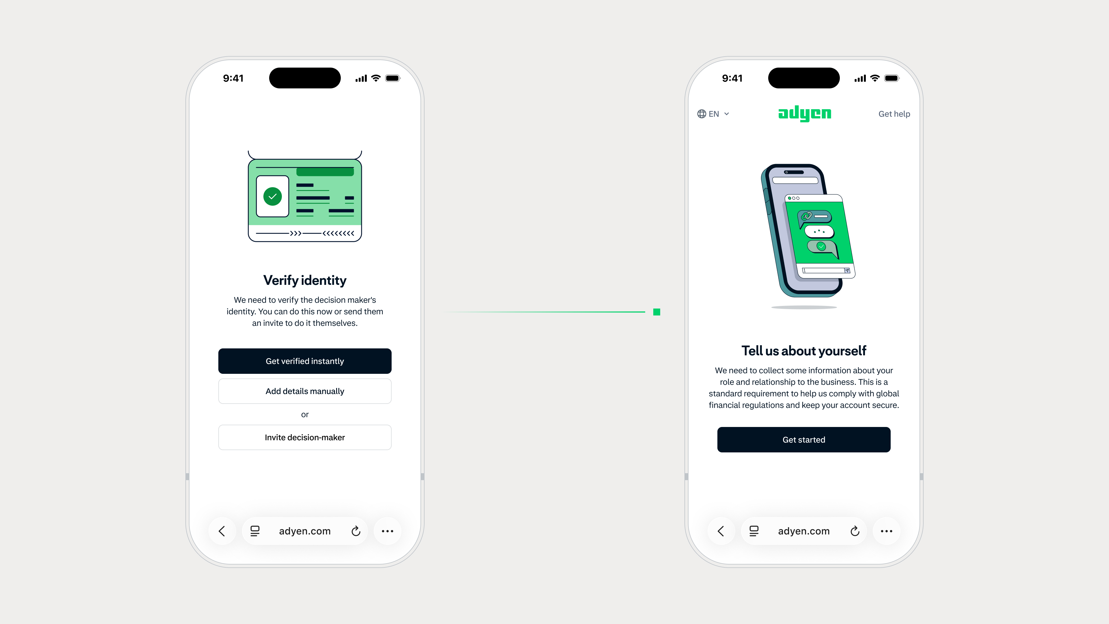 Hosted onboarding invite decision-maker screens