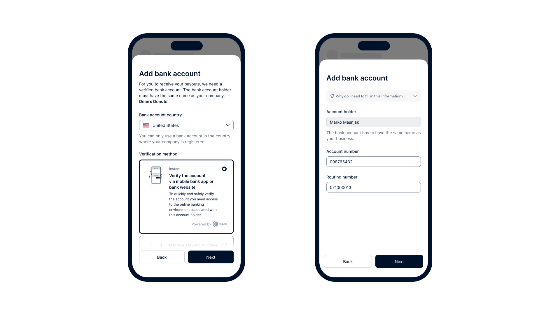 Transfer instrument components | Adyen Docs